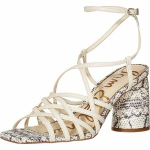 Sam Edelman Daffodil Ivory Snake Block Heel Strappy Open Toe Heeled Sandal 9